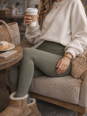 UGG RTW Olive Green Leggings S High Rise Stretch Lounge Athleisure